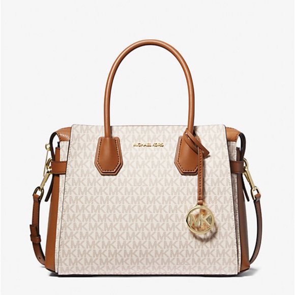 MICHAEL KORS
Mercer Medium Logo and Leather Belted Satchel
Vanilla 
NWT - Picture 3 of 16